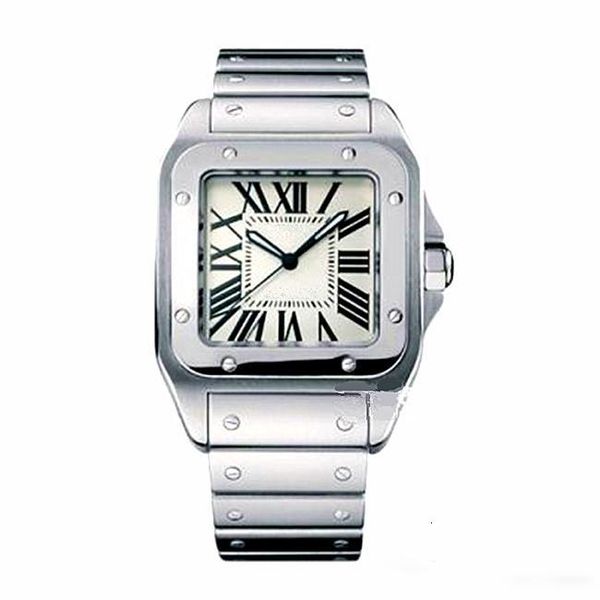 

2020 men square watches geneva genuine stainless steel quartz watches fashion mens santo watches ing, Slivery;brown