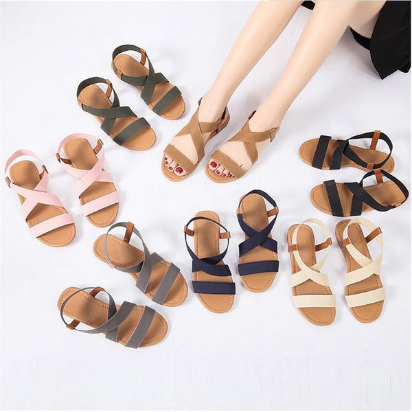 

2019 women's sandals spring summer ladies shoes low heel anti skidding beach shoes peep-toe casual walking flat sandalias female, Black