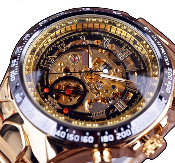 

Winner Brand New Fashion Gold Watch Stylish Steel Men Male Clock Classic Mechanical Self Wind Wrist Dress Skeleton Watch Gift Nine new optio