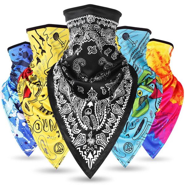 

cycling bike bicycle face mask triangle scarf ice silk enlarged neck sunscreen breathable quick drying for men women, Black