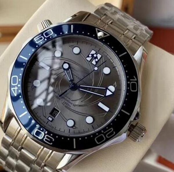 

stainless steel bracelet automatic ripple grey dial rotatable ceramic bezel master 007 james bond limited editon mens watch wristwatches, Slivery;brown