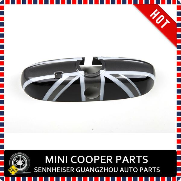 

2014 latest mini cooper black union jack style abs material uv protected interior mirror cover for mini cooper f56 (1 pcs/set
