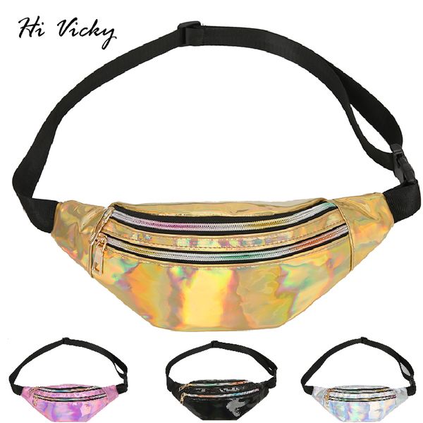 

2018 holographic fanny pack women laser bum bag travel beach shiny waist bags hengreda raves hip bag fashion hologram pvc travel