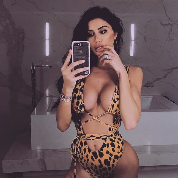 

the new 2019 l bikini bikini bikini leopard hollow out bind, White;black