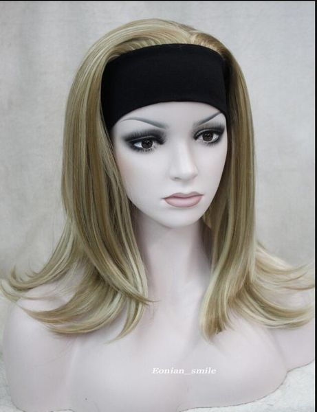 Wig Light Brown Pale Blonde Mixed Women Daily 3 4 Half Wig