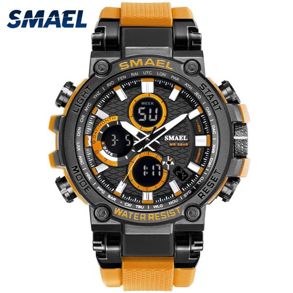

sport watch for men smael digital watch waterproof 50m army mititary clock aolly case watches 1803 relogio masculino men watches, Slivery;brown