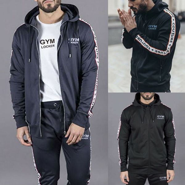 

men's solid color zip up hoodie classic winter hooded sweatshirt jacket coat top, Black;red