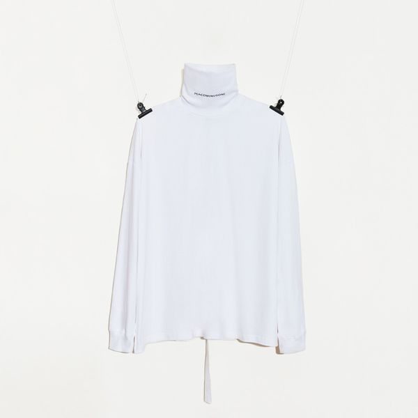 

men's hoodies & sweatshirts fashion style letter print turtle collar long sleeve shirt black and white