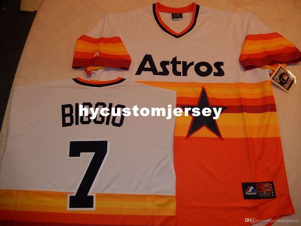 

custom throwback houston #7 craig biggio rainbow baseball jersey mens stitched jerseys big and tall size xs-6xl for sale, Black;blue