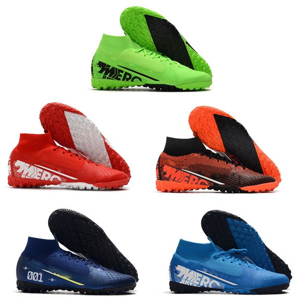 

waterproof mens soccer shoes mercurial superfly 7 vii 360 elite ic tf soccer cleats cr7 ronaldo neymar njr football boots high ankle scarpe, Black