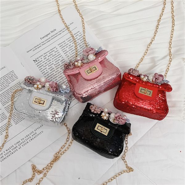 

kid's messenger bag 2019 korean-style spring fashion sequin pearl accessories trend cool baby versatile shoulder bag