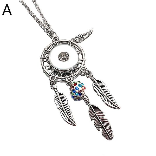 

luwellever interchangeable dreamcatcher ginger necklace 245 fit 12mm 18mm snap button pendant necklace charm jewelry for women gift, Silver