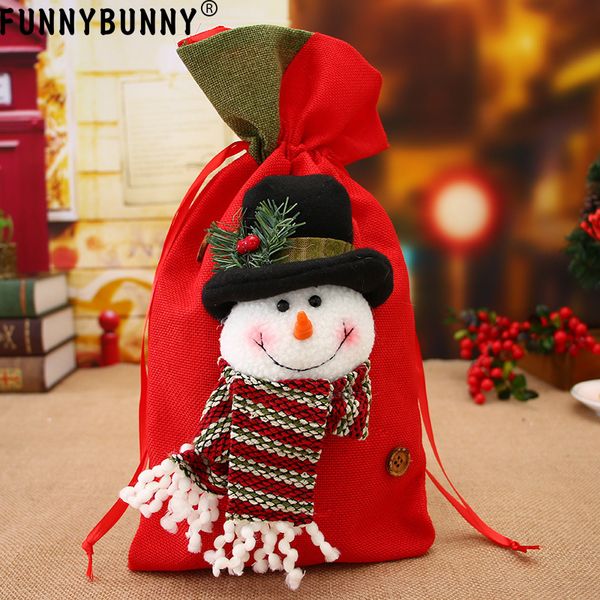 

funnybunny gift bag sack drawstring christmas candy canvas santa pouch linen large bags