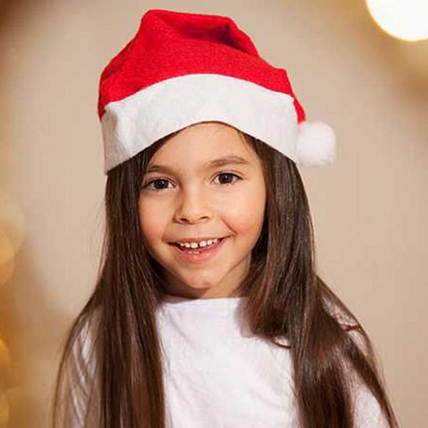 

merry christmas hat children kids christmas cap red non-woven cloth hat for santa claus costume decoration gift