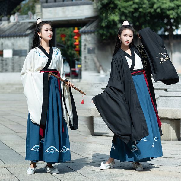 

origional wide sleeves cross collar chinese traditional han clothing coat cloak chinese clothing men and women chinese-style cp, Black;red
