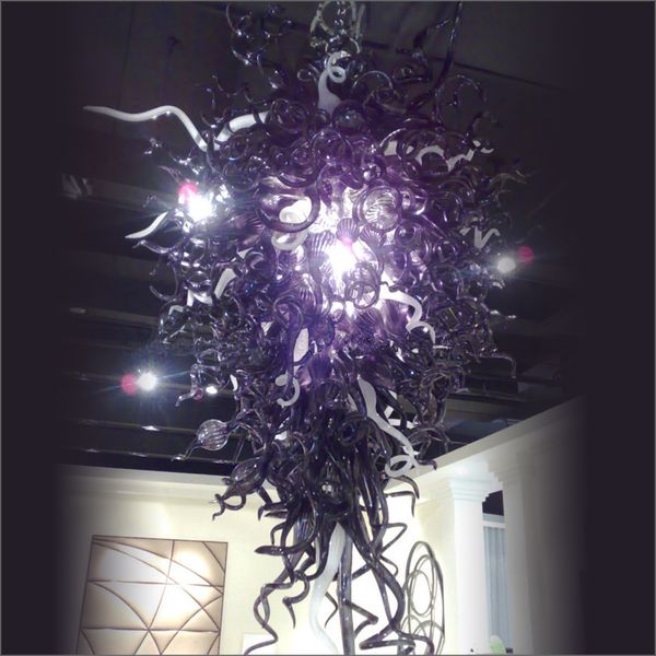 Elegant Tiffany Stained Hand Blown Glass Chandelier Light Custom Made Multi Color Murano Large Art Designer Pendant Lights