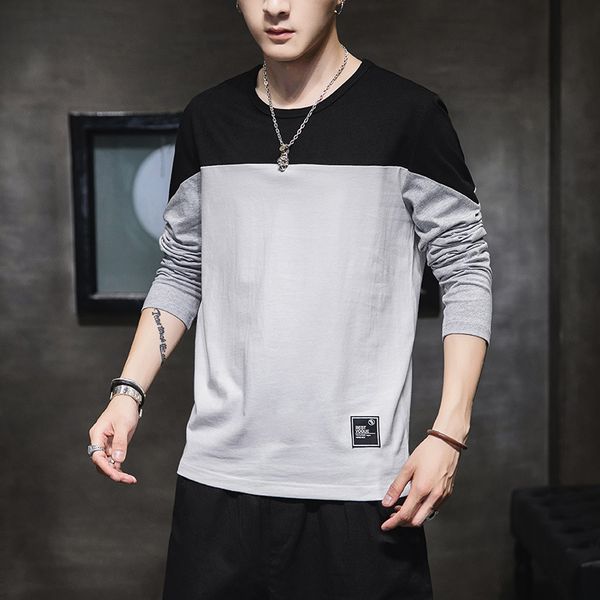 

men's long-sleeved t-shirt men's new style trend card thin spring and autumn 100% cotton coat loose-fit hoodie wear, White;black