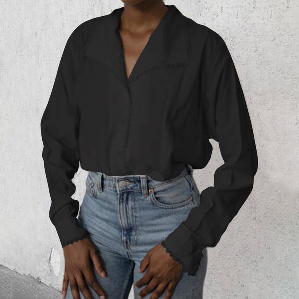 

лучшие моды 2020 zanzea весна работа blusas женщины твердые рубашки вскользь lace лоскутная мундир топы с длинным рукавом vintage chic блуза, White
