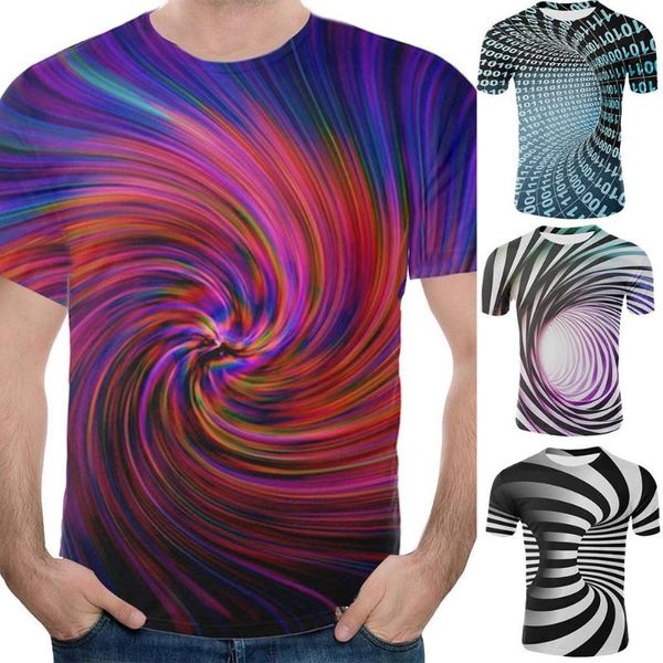 

men times tunnel 3d digital print short sleeve round neck t-shirt tee blouse suitable for school shopping, White;black