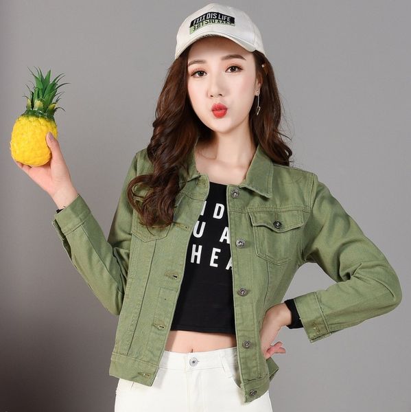 

spring autumn women clothing cowboy coat loose long sleeve short female denim jacket white black blue pink bomber jacket coats, Black;brown