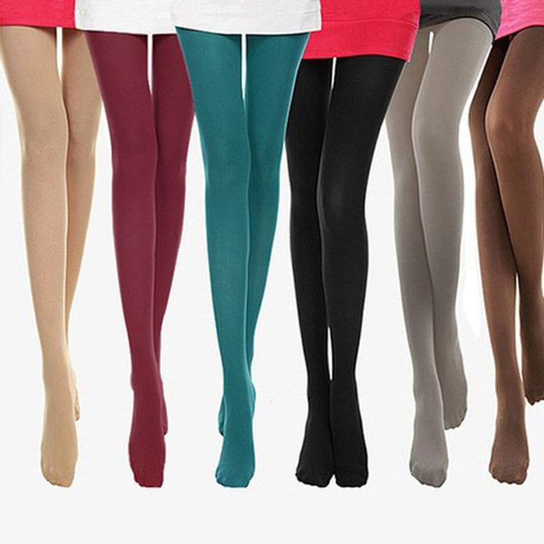 

women leggings candy color opaque leggings elasticity winter #15, Black