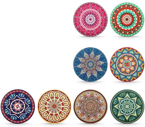 

8pcs absorbent coasters, ice beverage pads, mandala flowers ing