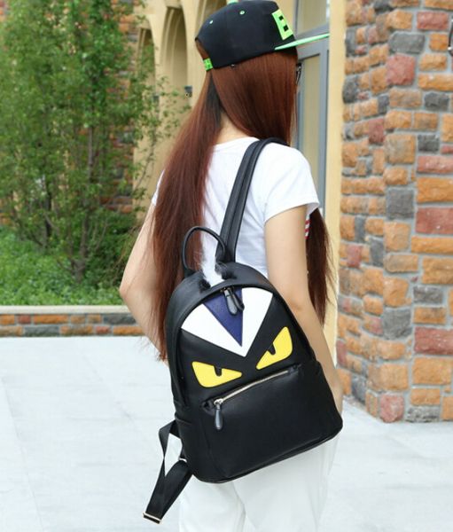 

new nylon and pu little monsters devil bag animal backpack/fashion little monster pattern nylon backpack for girls