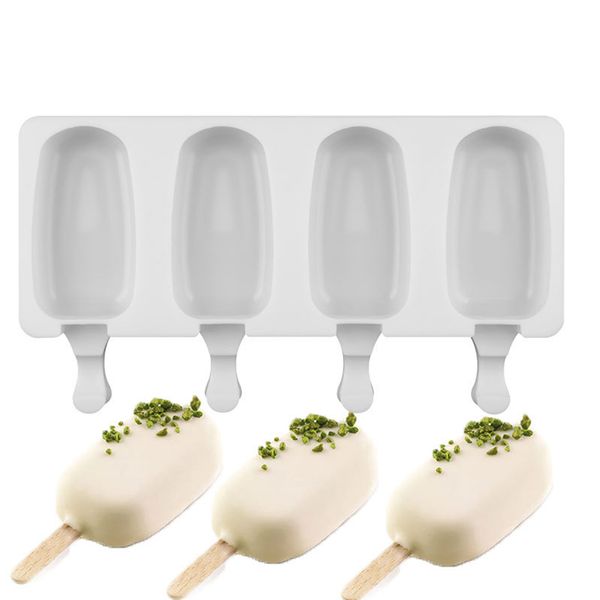 

4-hole иликонове ice cream maker mold popsicle палоке mold ice cube tray пан diy кђн инѬђмен