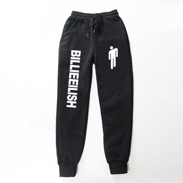 

billie eilish fashion printed trousers 2020 men's autumn winter jogger pants casual fit fleece men's fitness sweatpants, Black