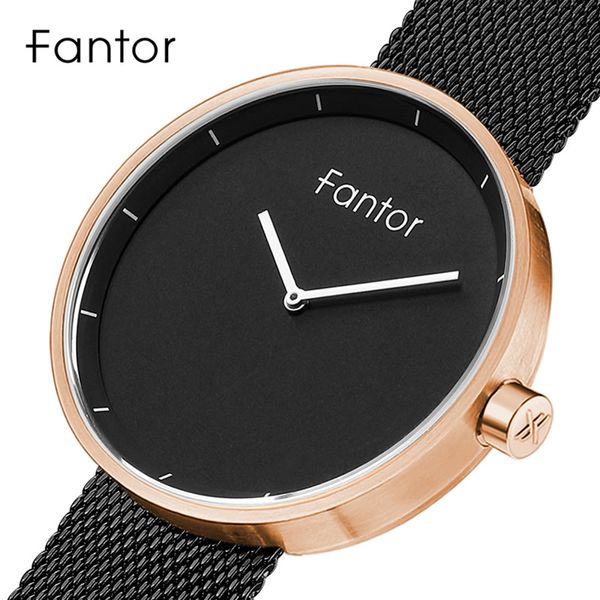 

fantor watches men's luxury casual brand mesh steel quartz wristwatch man minimalist ultra thin waterproof male clock, Slivery;brown
