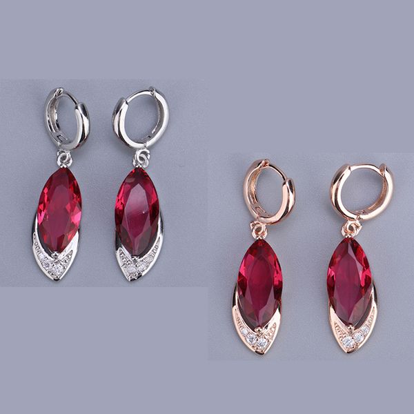 

long earrings ruby artificial woman color gold and silver, Golden