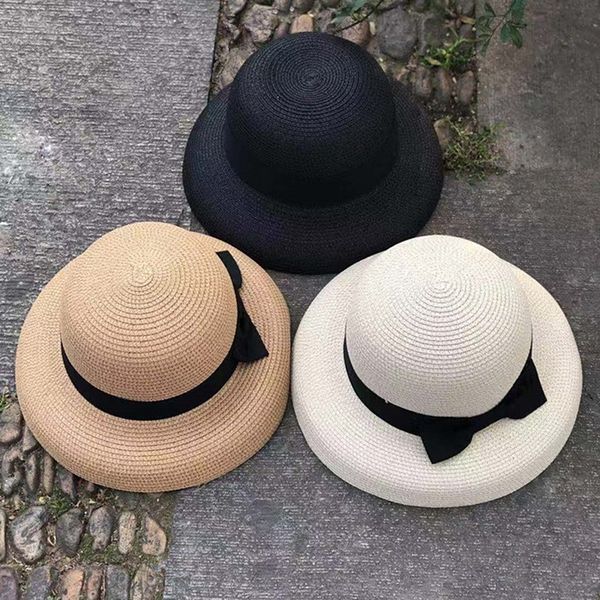 

2019 star style women seaside holiday sun hats collapsible bucket hats solid bow dome caps korean casual spring summer hat adult, Blue;gray