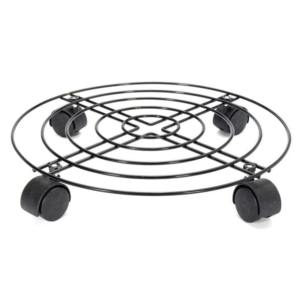 

4 wheels metal round flower plant pot tray heavy planter flowers pot mover trolley garden tools plate stand holder 4 sizes black