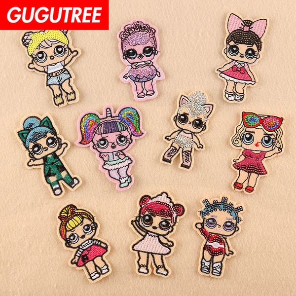 

gugutree one set embroidery big girl patch animal patches badges applique patches for clothing dk-36, Black