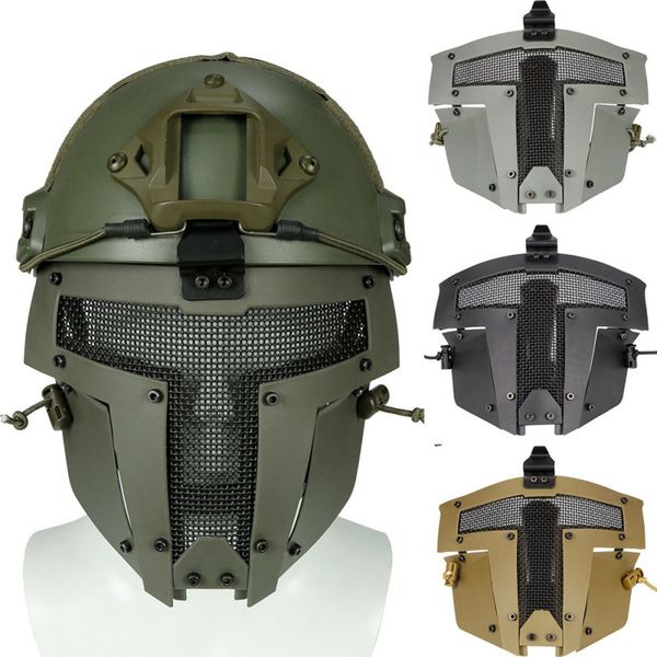 

full face tactical helmet nylon plastic steel mesh outdoor sports protection cosplay battle hunting