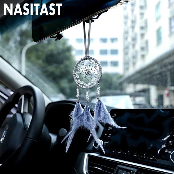 

mini dream catcher car pendant home decor & wall hanging lucky car ornaments wind chimes feather decoration accessory interior