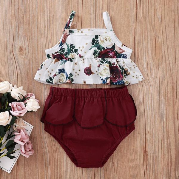 

fashion summer cute toddler kids baby girls suspenders floral print shorts outfit set girls clothes kids clothes w10, White