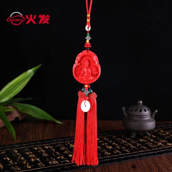 

high-end cinnabar buddha car pendant car interior decoration double tassel rearview mirror pendant