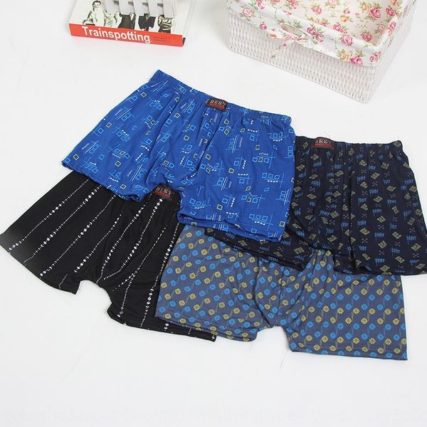 

u3uyk men's printed shorts mid-waist cotton under underpants boxer pants elastic cotton breathable soft four-angle underwear elastic be, Black;white