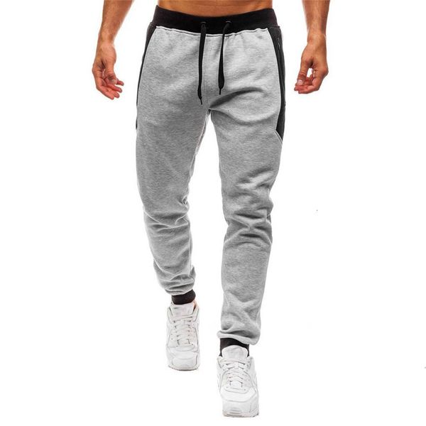 

fashion men splicing printed overalls casual pocket sport work casual trouser pants and comfortable, Black