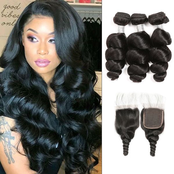 

малазийская свободная волна человеческих волос волос пучки с закрытие 4x4 шнурок закрытие пачками сыпучие волна малазийский волос пучки с за, Black;brown