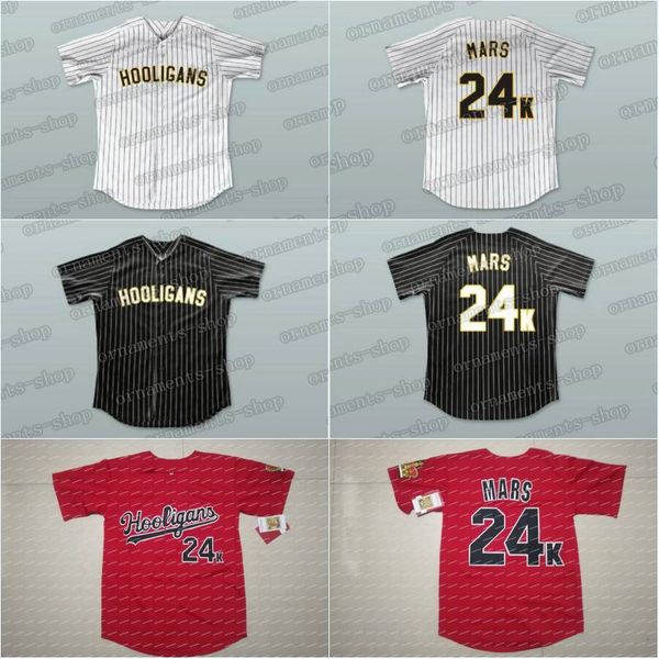 

Men Bruno Mars 24K Hooligans Red Baseball Jersey BET Awards Baseball Jersey High Quality Free Shipping Jerseys