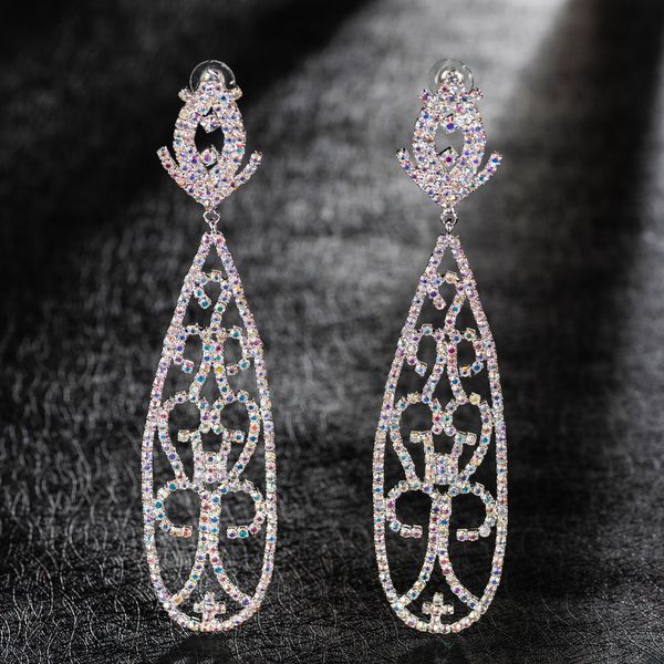 

exceed immortal banquet luxurious earrings zircon flash drill drip tassels long fund defence allergy pendeloque cut woman, Golden
