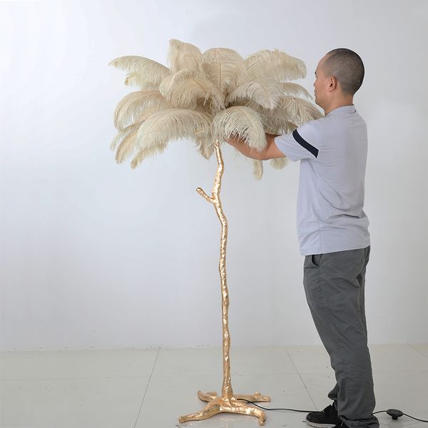 

nordic ostrich feather lamp studio kitchen american farmhouse art decor tree floor lamp indoor home brass floor lamp