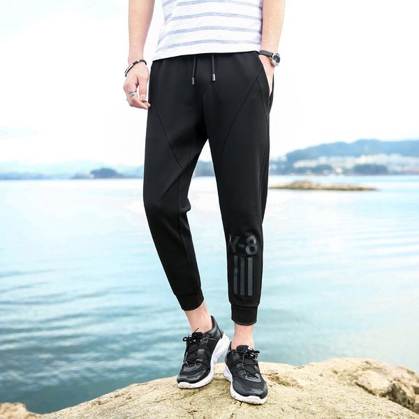 

сезон повседневные спортивные мужские тонкие ноги шаровары tide men, Black