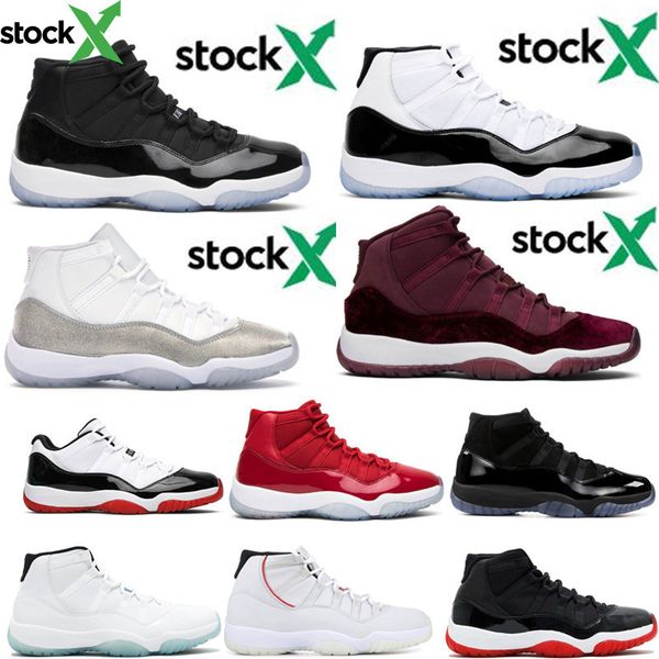 

new 2020 bred 11 11s concord 45 space jam snakeskin mens basketball shoes women gamma blue men sport designer sneakers trainer with box, Black