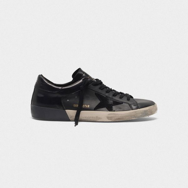 

Italy brand nake kin golden go e gdb old tyle de igner fa hion neaker genuine leather men women ca ual hoe trainer uper tar lide, Black