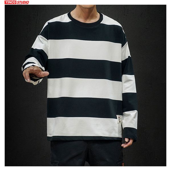 

dropshipping autumn male streetwear sport hoodies 2019 mens causal baggy japanese outwear striped loose pullover, Black