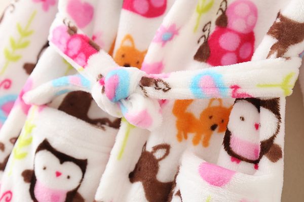 

new autumn winter children flannel bathrobes nightwear boys pajamas hooded bathrobe soft bath robe cute girls robe homewear dot, Blue;red