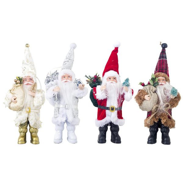 

new christmas santa claus doll ornament decoration figurine collection standing tradition tabel decor red black with tree
